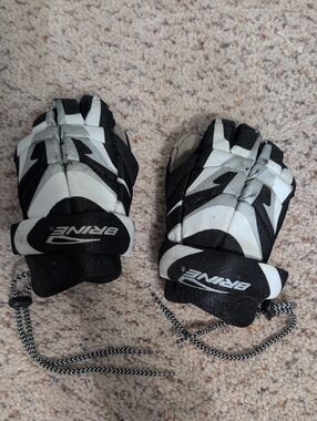 Brine Kids Black & White Lacrosse Gloves - Youth Protective Gloves